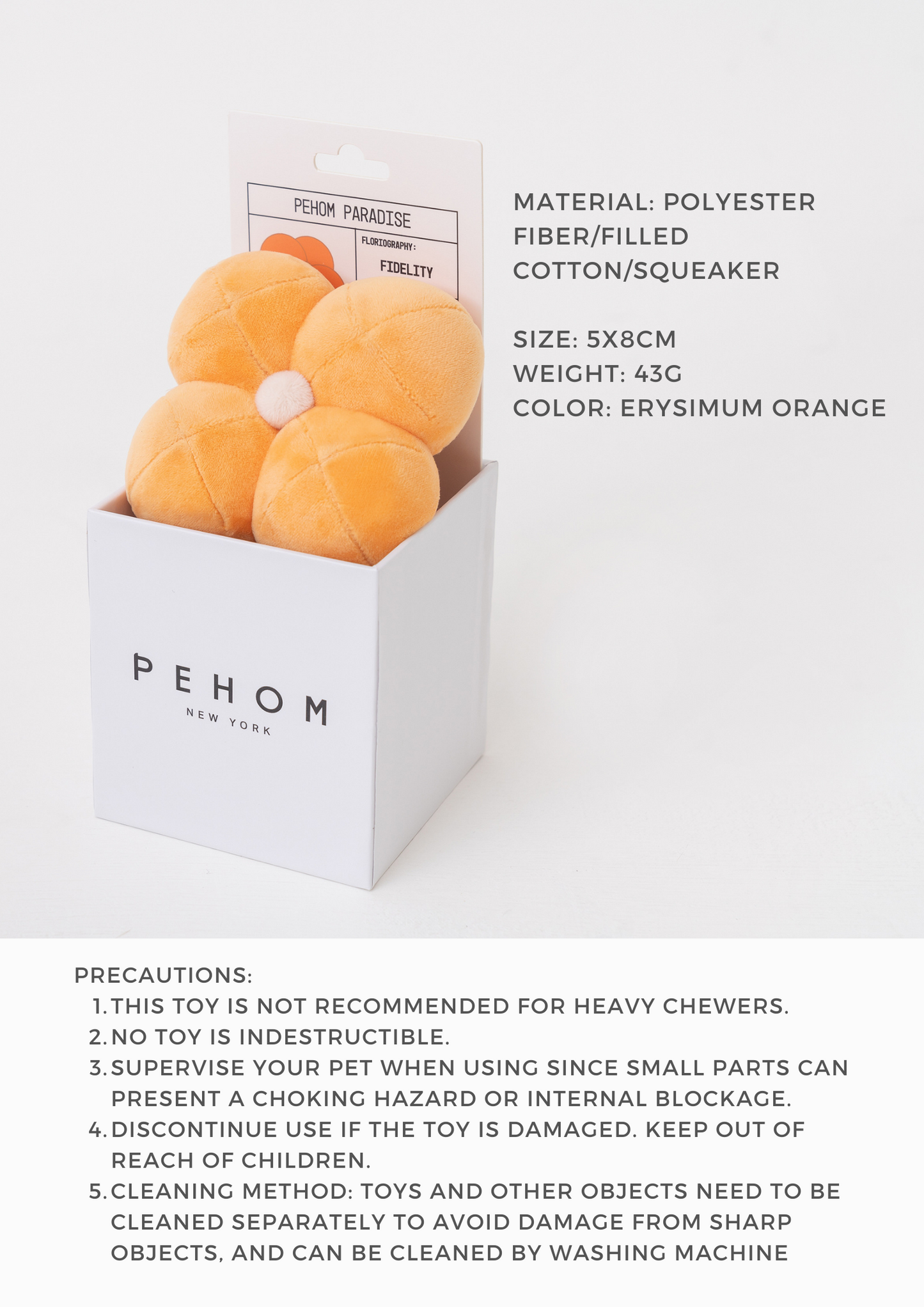 Paradise Pet Toy – Erysimum | Calming Plush Toy with Squeaker & Treat Pocket