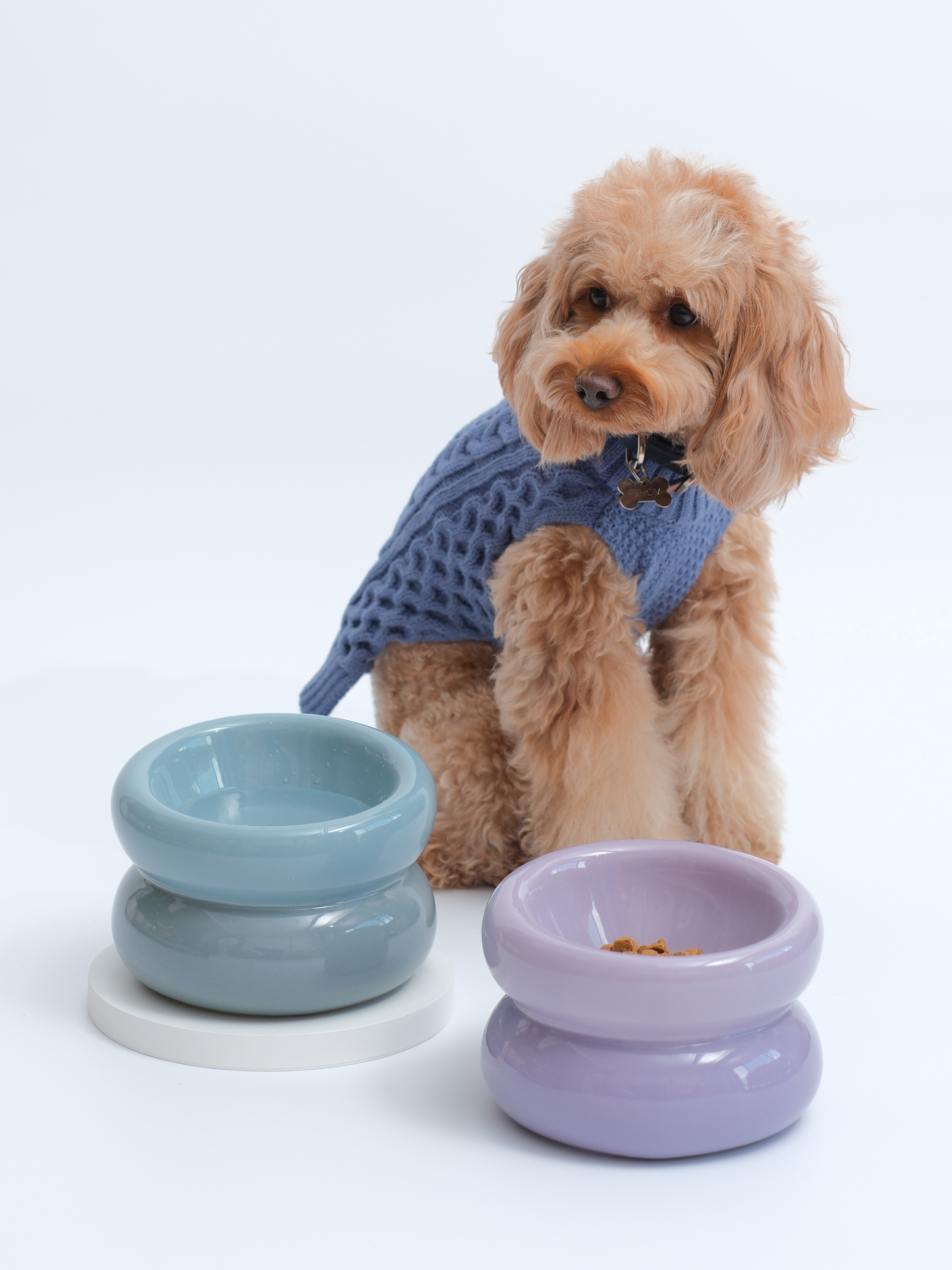 Soufflé Pet Bowl – Frozen Blue | Ergonomic Elevated Bowl for Cats & Small Dogs