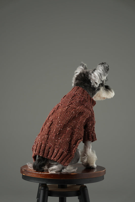 GLACIER Pet Sweater – Burgundy | Warm High-Neck Knit Dog Sweater with Vintage Buttons