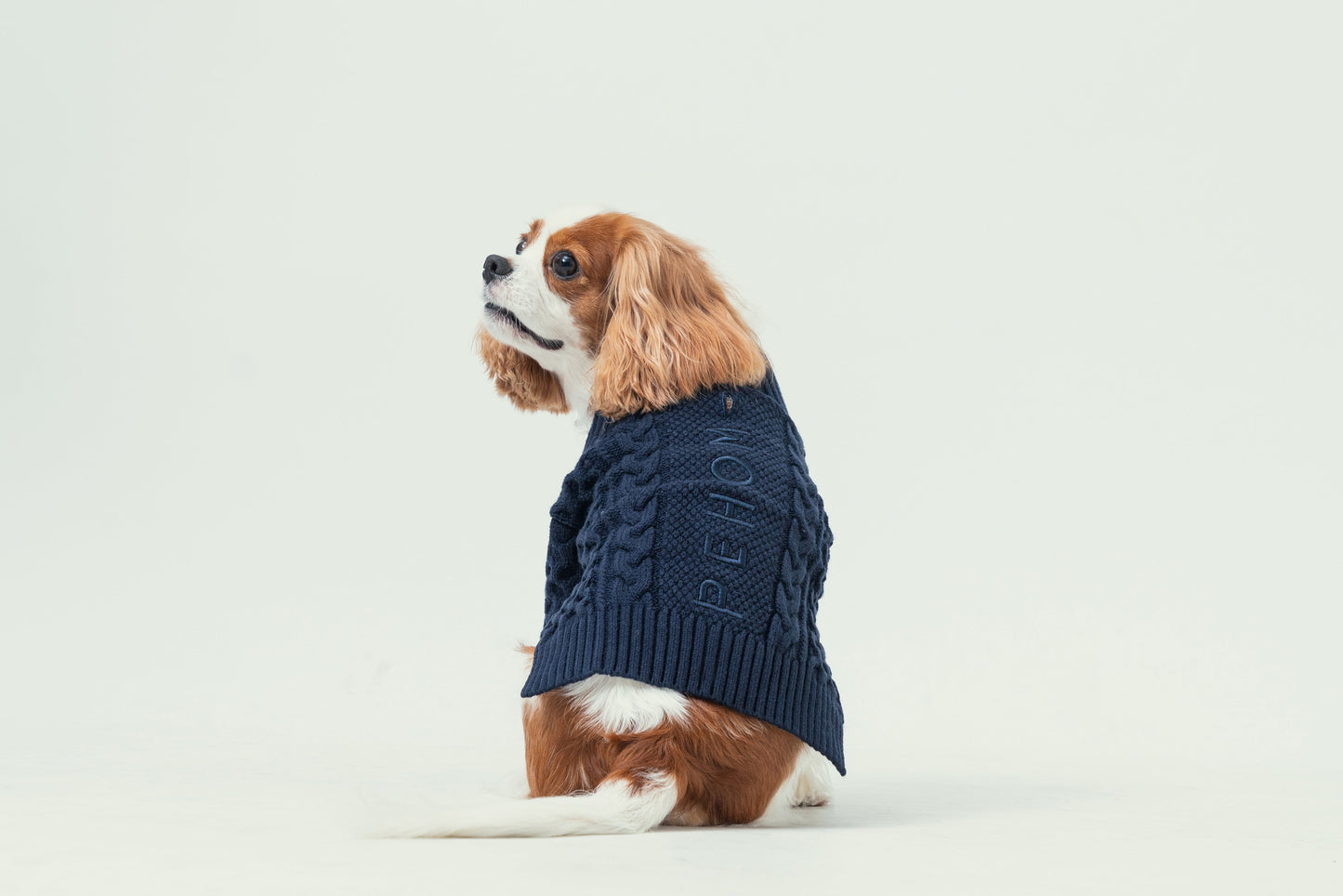 Bert Cardigan Sweater for Pets – Dark Blue Warm Knit Coat with Leash Access