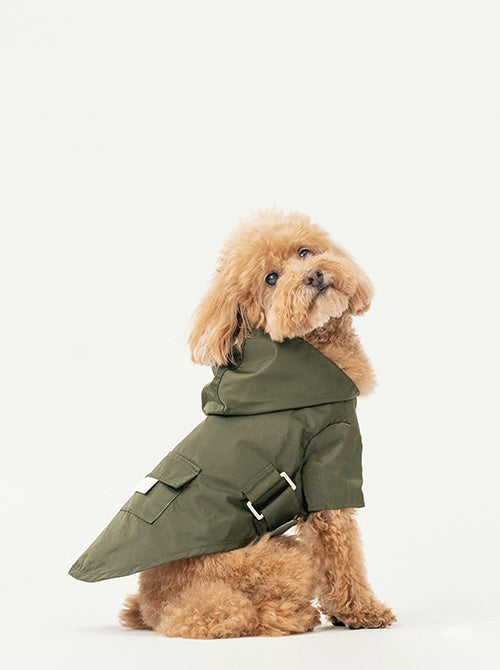 Bowery Raincoat - Green | Waterproof Dog Jacket with Adjustable Fit