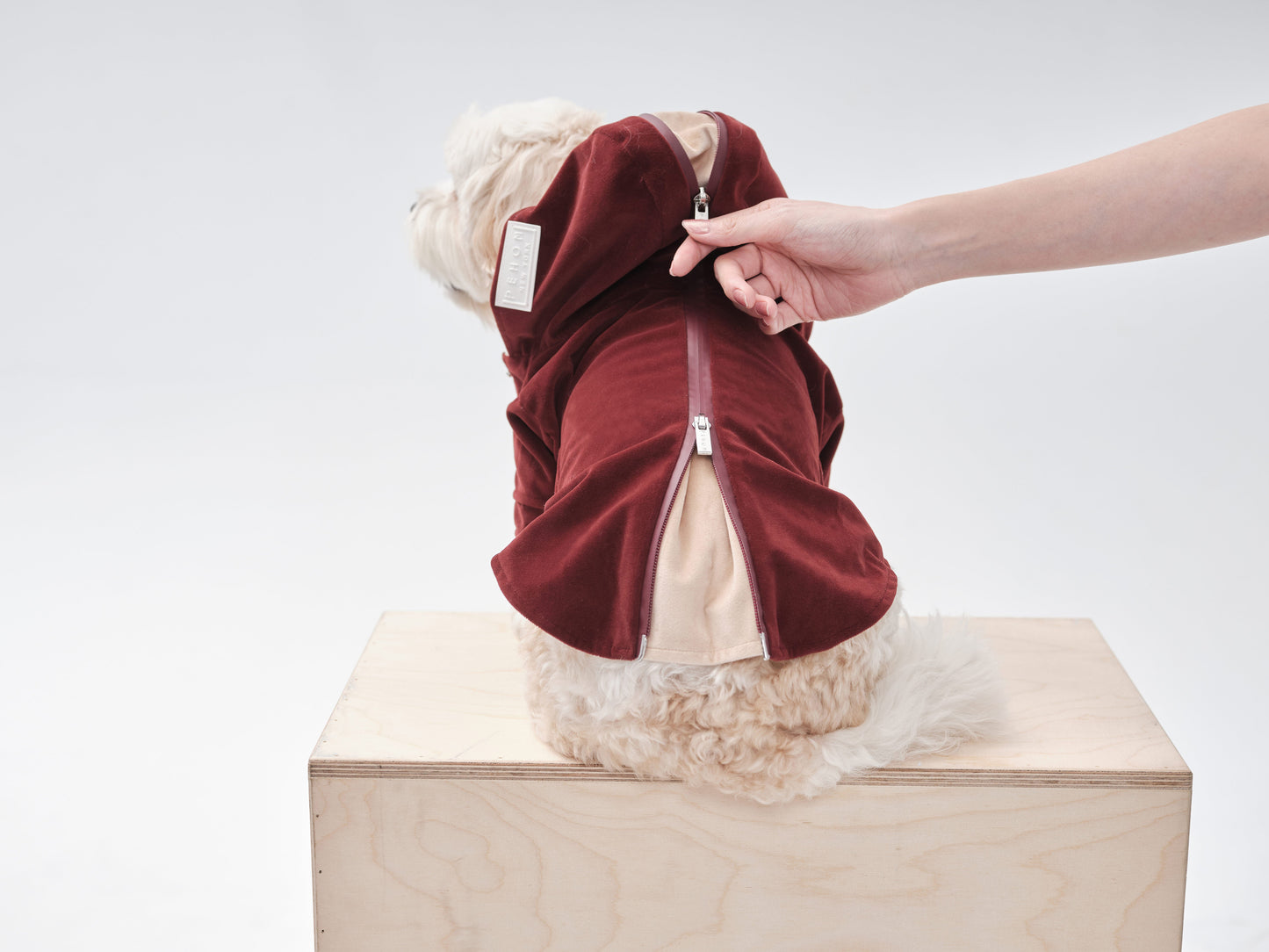 HUSTON Hoodie – Dark Burgundy Adjustable Pet Hoodie with Two-Way Zipper