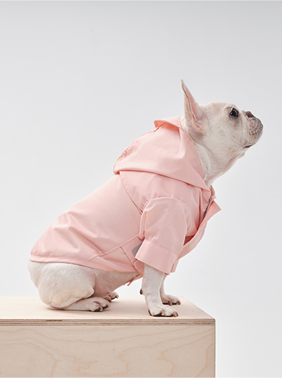 Tribeca Adjustable Velcro Dog Raincoat – Light Pink | Waterproof Hooded Pet Jacket