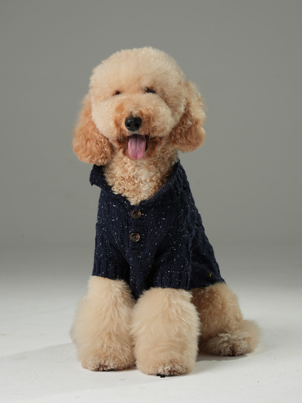 GLACIER Pet Sweater – Navy | Warm High-Neck Knit Dog Sweater with Vintage Buttons
