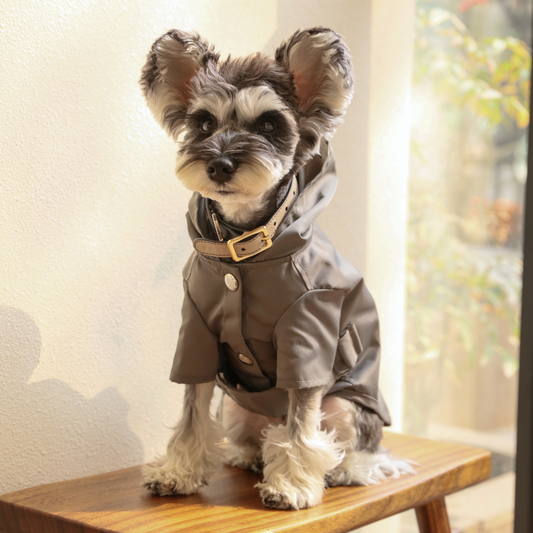Bowery Raincoat - Gray | Water-Repellent Dog Rain Jacket with Adjustable Fit