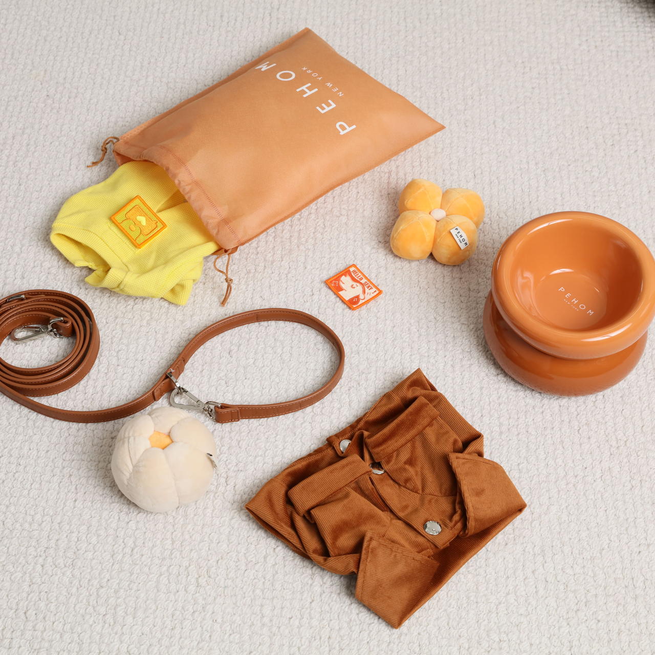 Embroidery Waffle T-Shirt for Dogs - Yellow | Reflective Safety Print, Soft Plaid Texture, Everyday Comfort