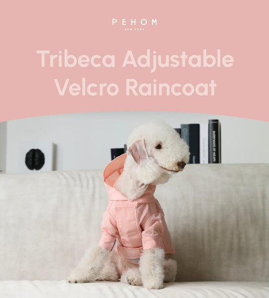Tribeca Adjustable Velcro Dog Raincoat – Light Pink | Waterproof Hooded Pet Jacket