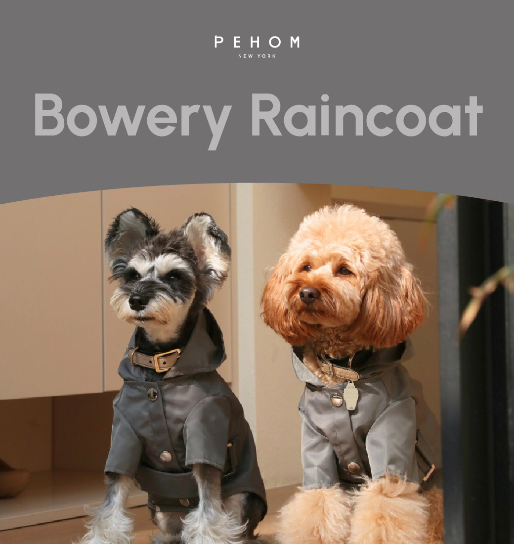 Bowery Raincoat - Gray | Water-Repellent Dog Rain Jacket with Adjustable Fit