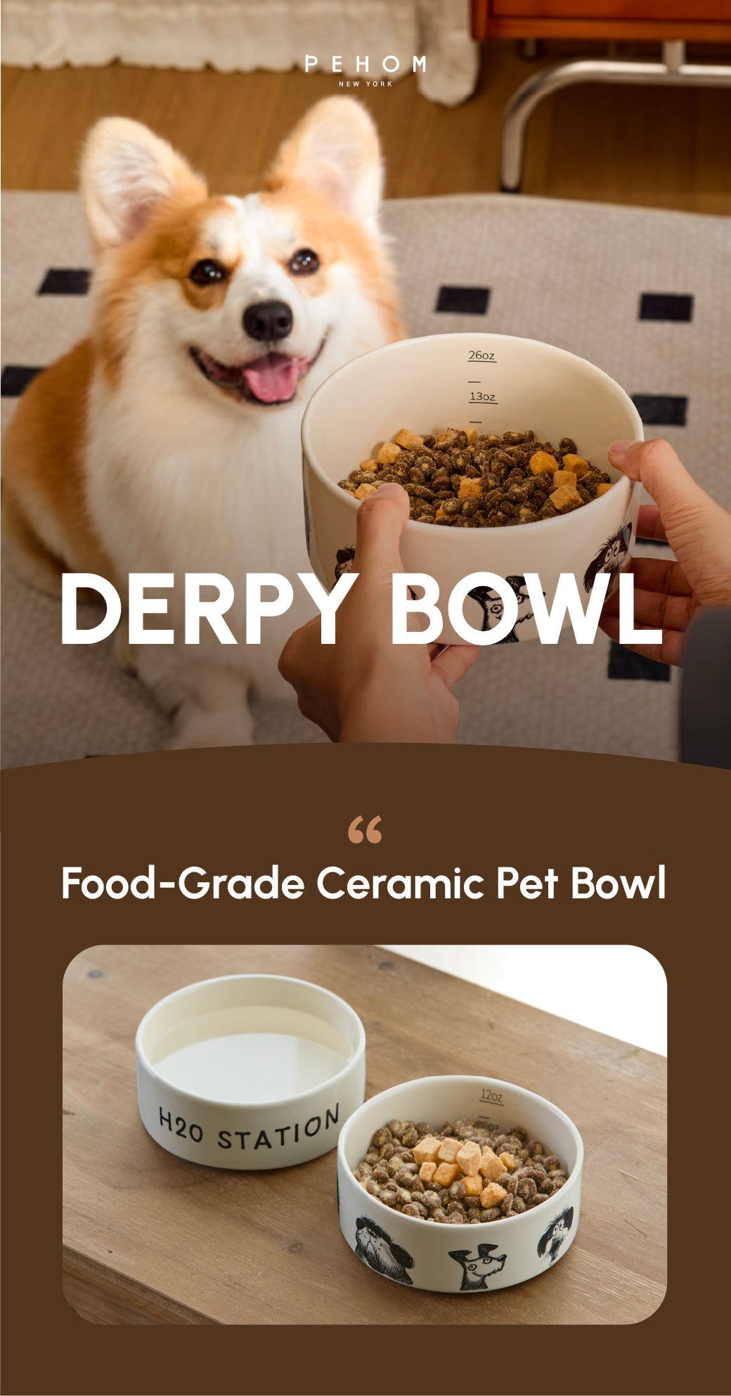 Derpy Bowl™ Ceramic Pet Bowl with Non-Slip Silicone Base – Durable, Safe & Stylish Feeding Bowl for Dogs and Cats