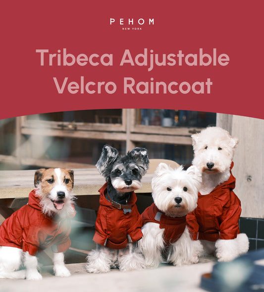 Tribeca Adjustable Velcro Dog Raincoat – Burgundy | Waterproof Hooded Rain Jacket for Dogs