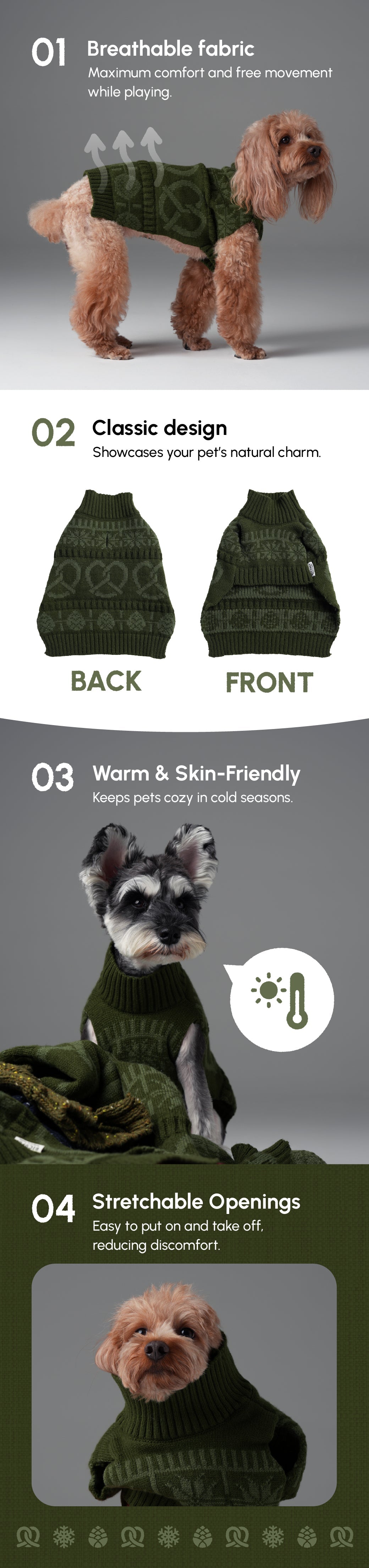 Pretzel Pet Sweater – Olive Green | Cozy Knit Dog Sweater for Warmth & Everyday Style