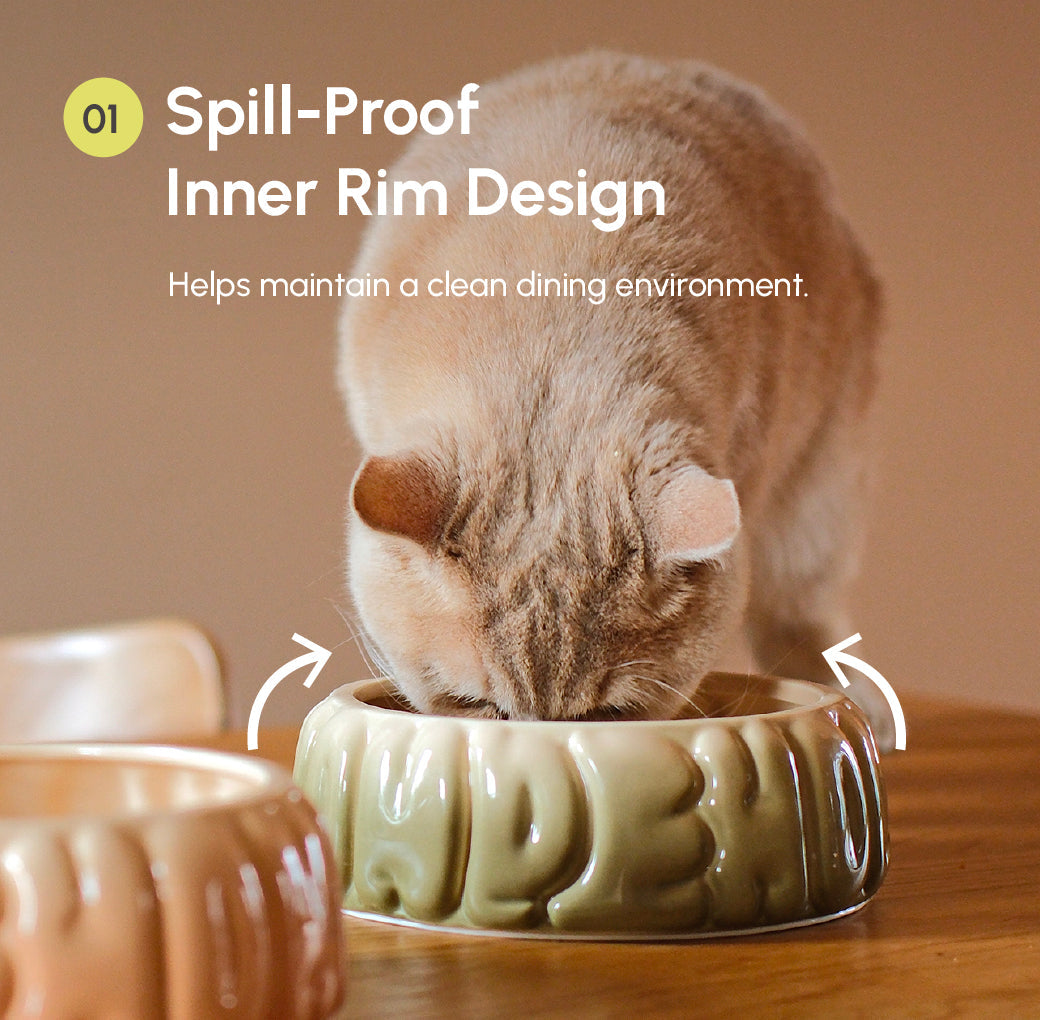 Puff Pet Bowl – Gradient Olive Ceramic Spill-Proof Bowl for Dogs & Cats (Non-Slip, Dishwasher Safe)