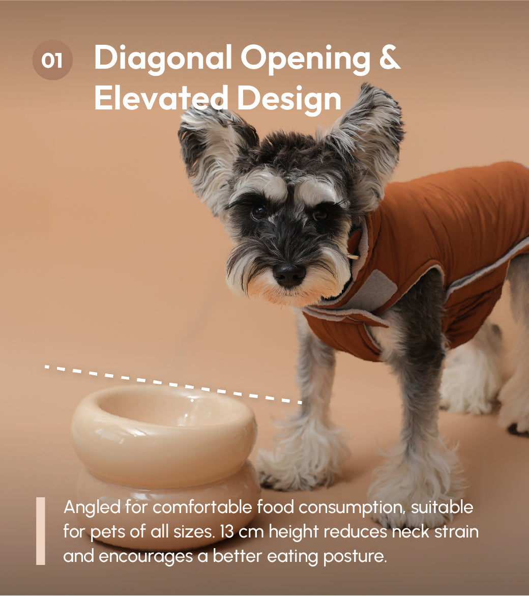 Soufflé Pet Bowl – Cream Beige | Ergonomic Elevated Bowl for Dogs & Cats