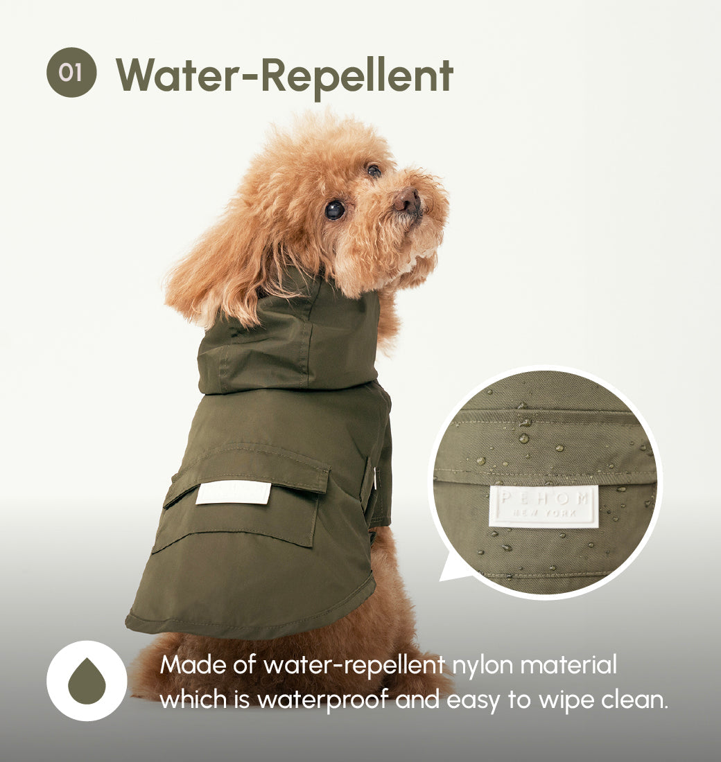 Bowery Raincoat - Green | Waterproof Dog Jacket with Adjustable Fit