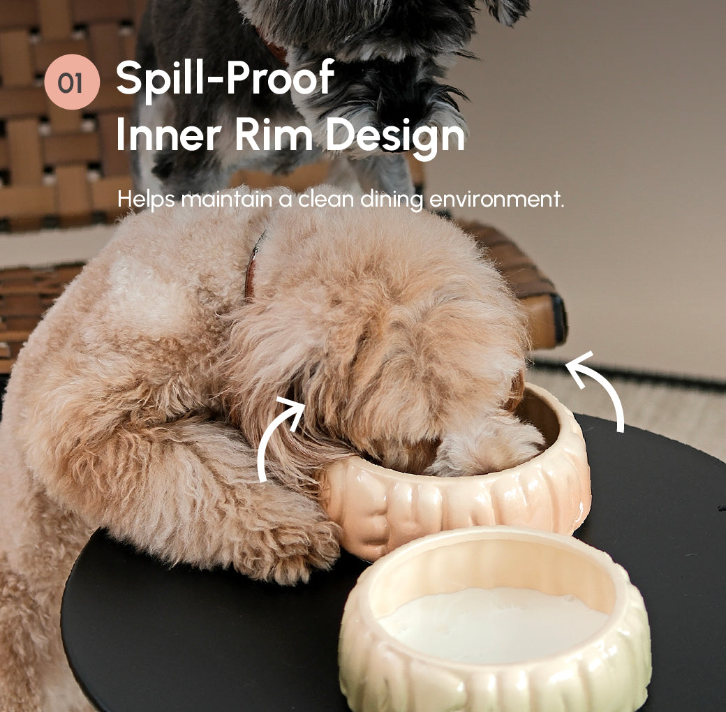 Puff Pet Bowl – Gradient Caramel Ceramic Spill-Proof Bowl for Dogs & Cats