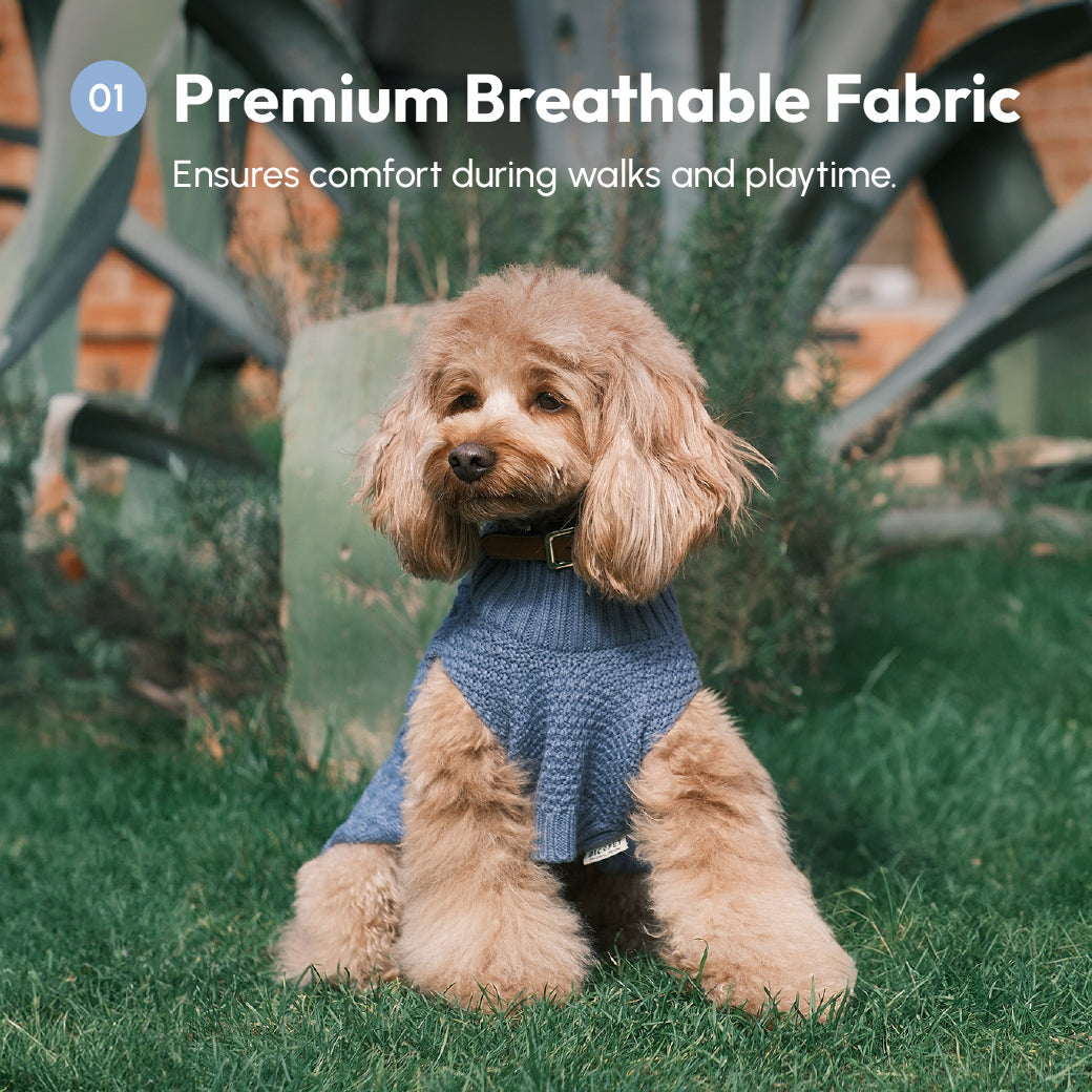 Pet Sweater Vest – Ice Blue | Cozy Knit Warmth with Breathable Comfort