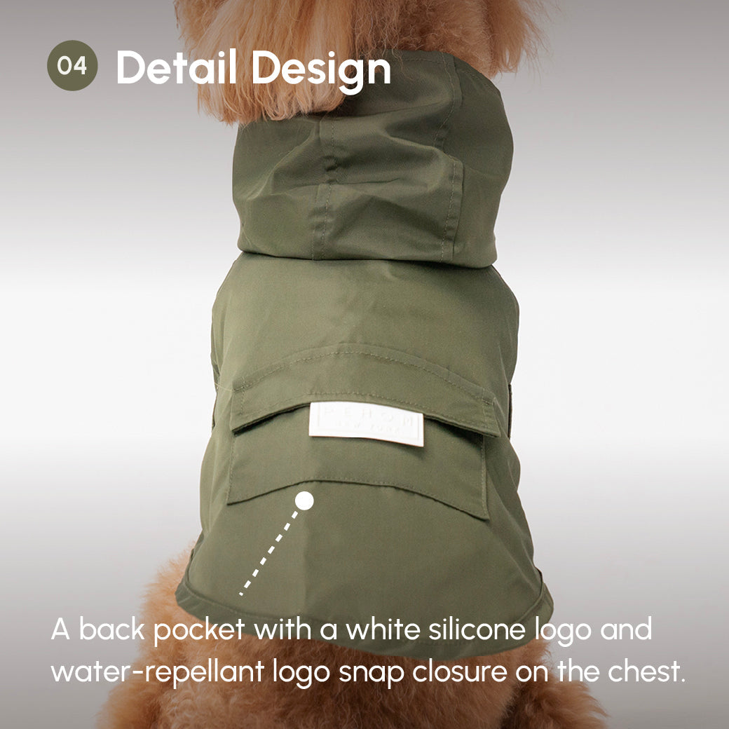Bowery Raincoat - Green | Waterproof Dog Jacket with Adjustable Fit