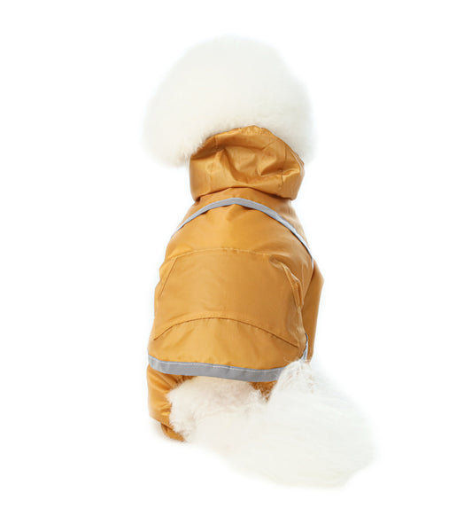 Ultralight Full-Coverage Hooded Waterproof Dog Jacket – Yellow | Reflective, Adjustable & Travel-Friendly Raincoat