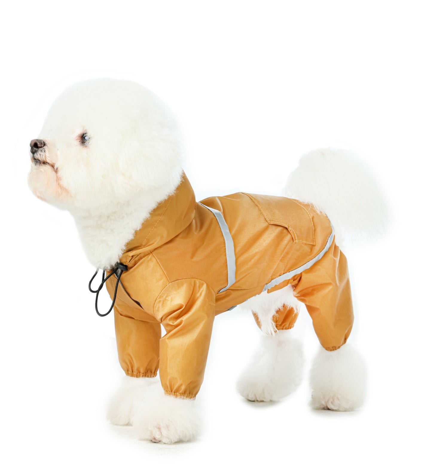 Ultralight Full-Coverage Hooded Waterproof Dog Jacket – Yellow | Reflective, Adjustable & Travel-Friendly Raincoat