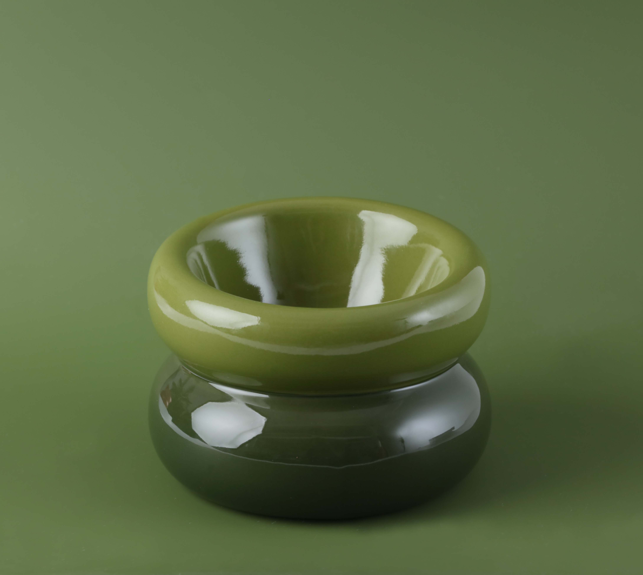 Soufflé Elevated Pet Bowl – Avocado Green | Ergonomic, Anti-Spill Design for Cats & Small Dogs