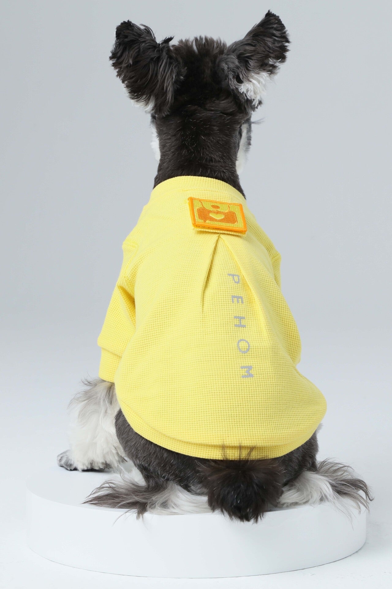 Embroidery Waffle T-Shirt for Dogs - Yellow | Reflective Safety Print, Soft Plaid Texture, Everyday Comfort