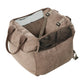 Brown pet carrier with a transparent window on a white background
