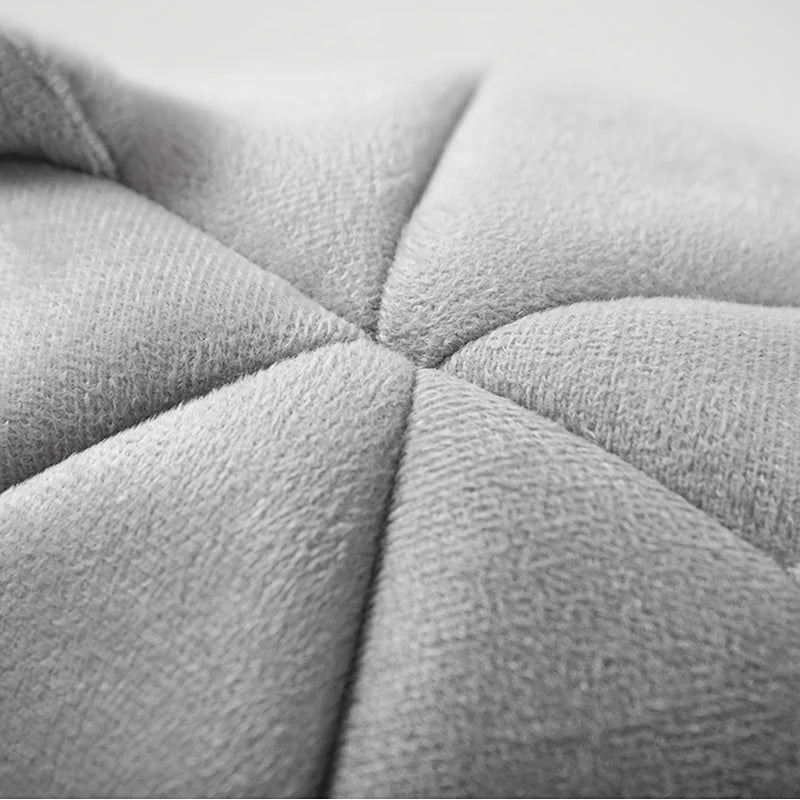 Close-up of short pile fabric with text describing its characteristics.