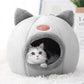 Removable Winter Cat Cave Bed | Warm Plush Kitten House with Non-Slip Base