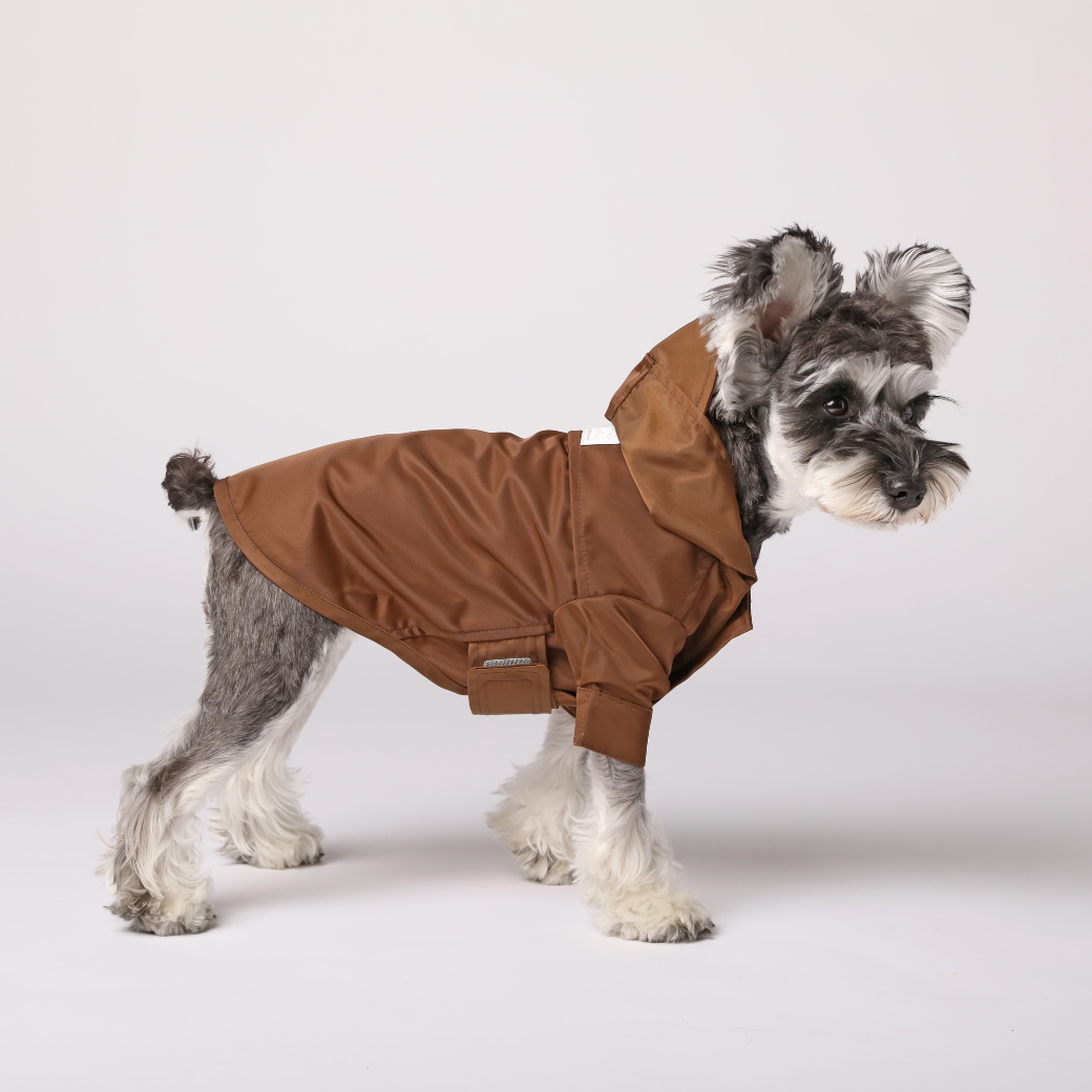 Tribeca Adjustable Velcro Dog Raincoat – Choco | Waterproof, Easy-Fit Pet Jacket