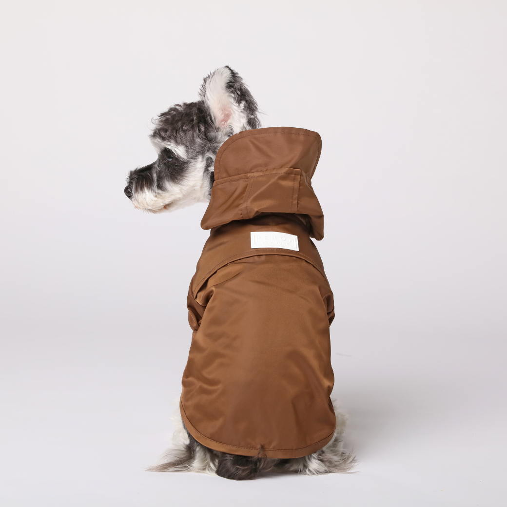 Tribeca Adjustable Velcro Dog Raincoat – Choco | Waterproof, Easy-Fit Pet Jacket