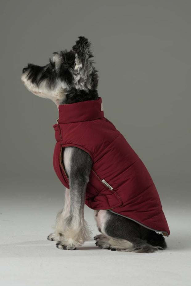 Reversible Dog Vest Jacket – Windproof & Water-Repellent Outdoor Coat (Red Brown)