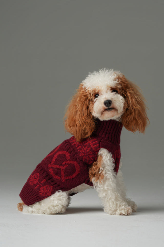 Pretzel Pet Sweater – Burgundy Red | Cozy Knit Winter Sweater for Dogs & Cats