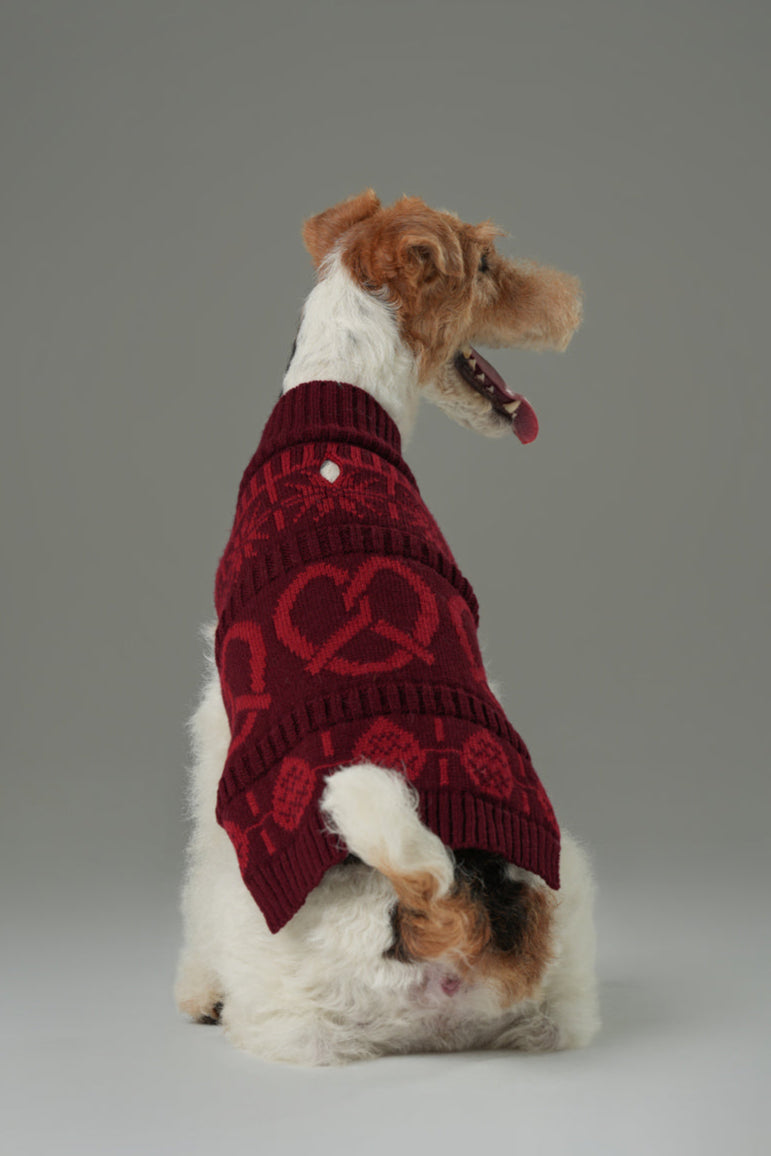 Pretzel Pet Sweater – Burgundy Red | Cozy Knit Winter Sweater for Dogs & Cats