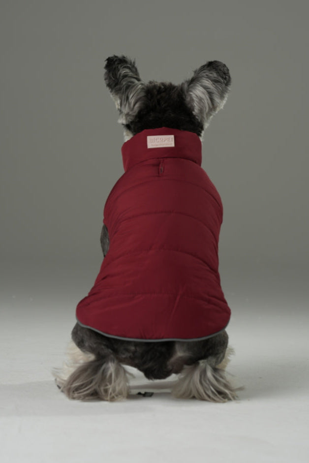 Reversible Dog Vest Jacket – Windproof & Water-Repellent Outdoor Coat (Red Brown)