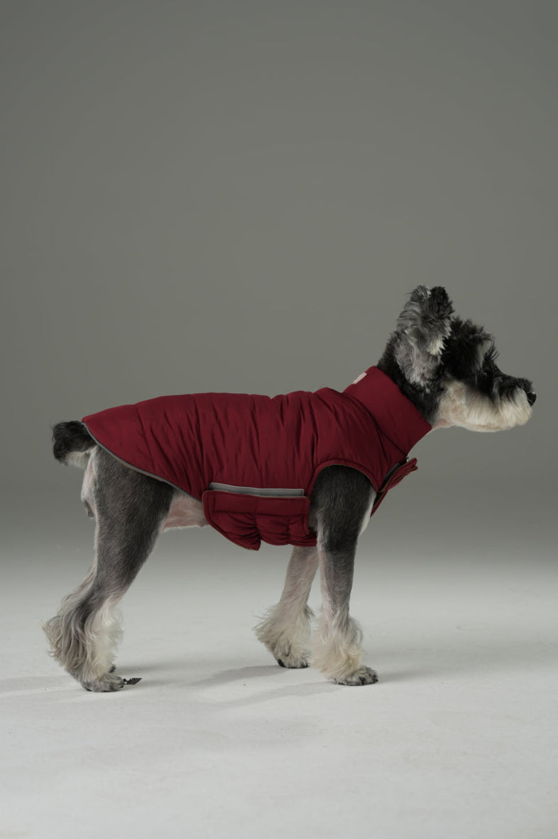 Reversible Dog Vest Jacket – Windproof & Water-Repellent Outdoor Coat (Red Brown)